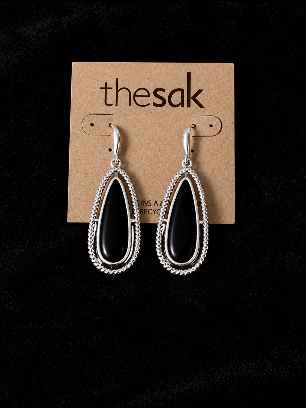 The Sak Silver-Trim Black Teardrop Dangle Earrings